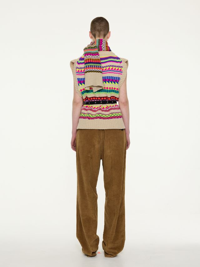 Neon Fairisle V-Neck Vest - Multi