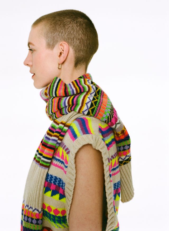 Stripes And Fairisle Scarf - Multi