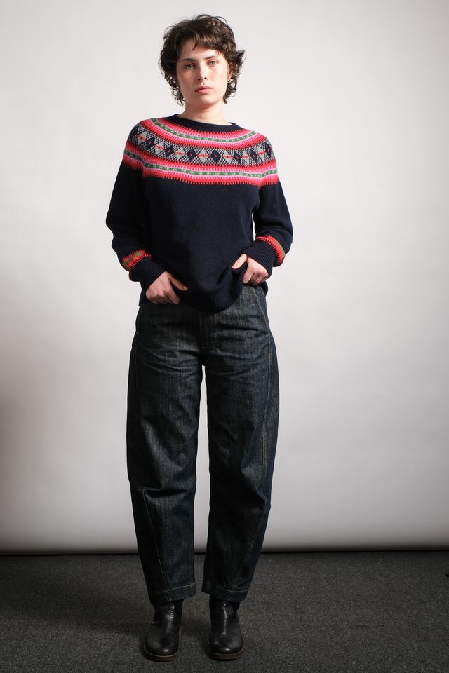 Fairisle Yoke Jumper in Deep Navy