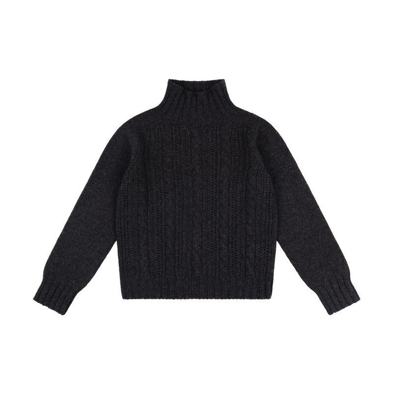 Cable High-Neck Chunky Jumper in Charcoal