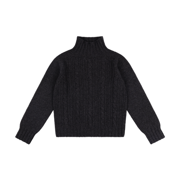 Cable High-Neck Chunky Jumper in Charcoal