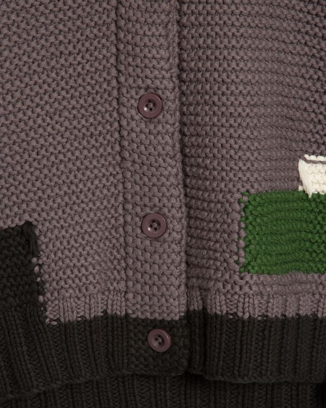 Atomic Cardigan - Grey Hand Knit Colour Blocks