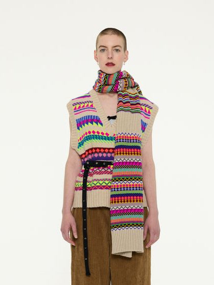 Neon Fairisle V-Neck Vest - Multi