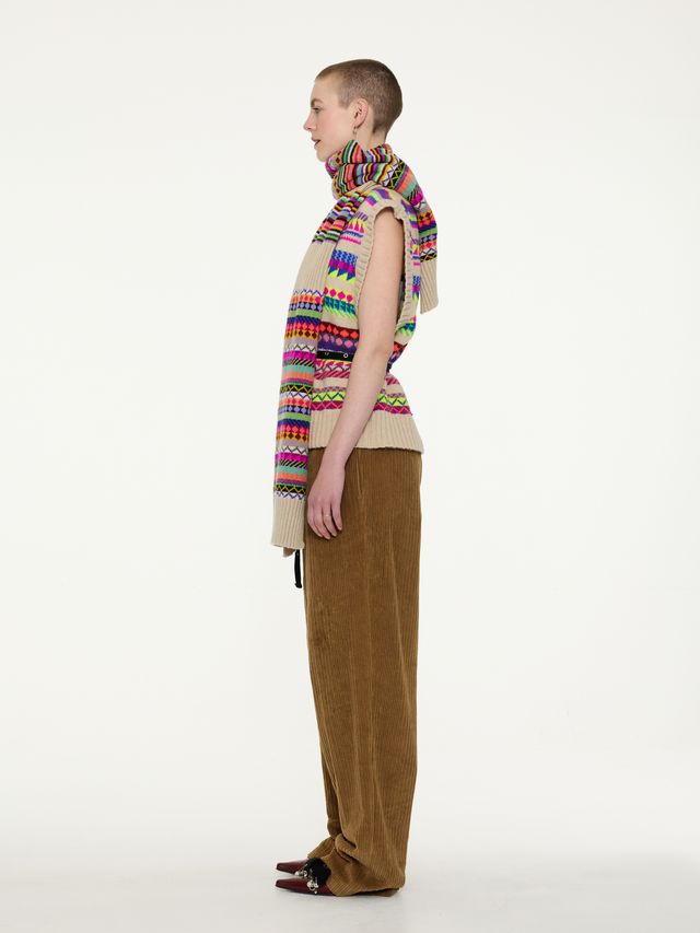 Neon Fairisle V-Neck Vest - Multi