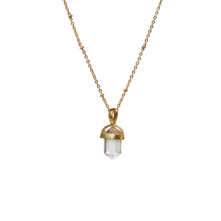 Mini Double Point Rock Crystal Pendant Necklace