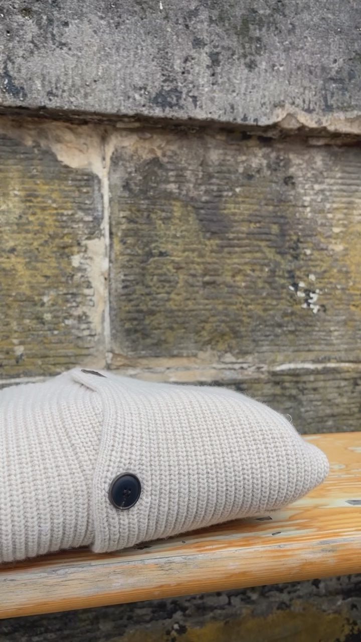 Heavy Wool Round Cardigan - Cream