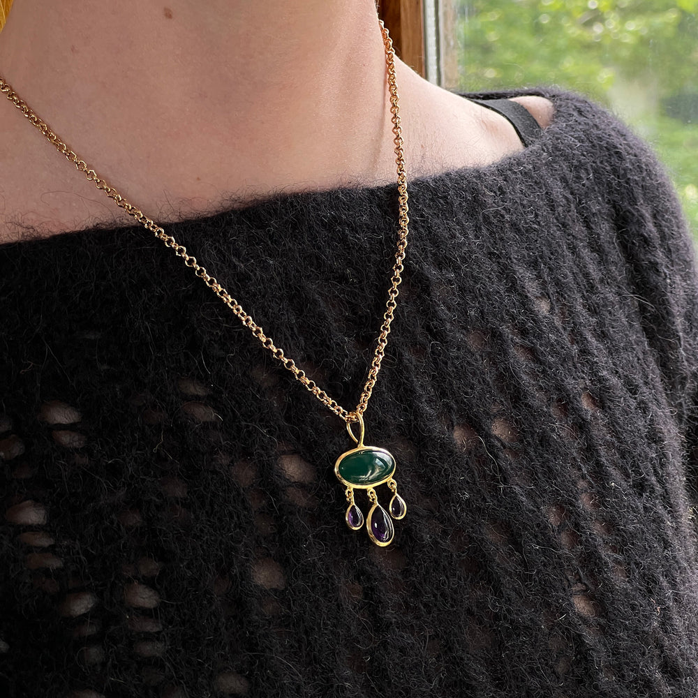 Rosa Green Onyx & Amethyst Pendant Necklace