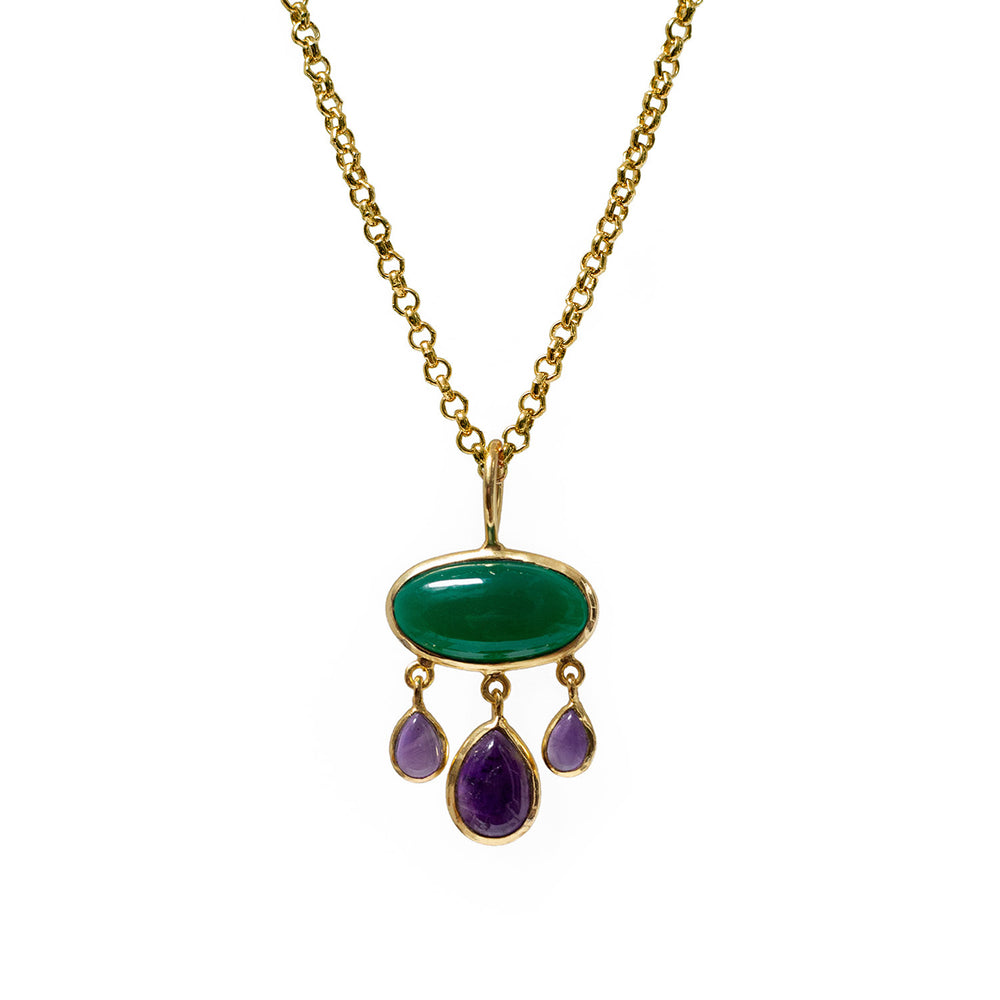 Rosa Green Onyx & Amethyst Pendant Necklace