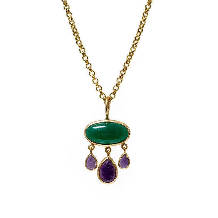 Rosa Green Onyx & Amethyst Pendant Necklace