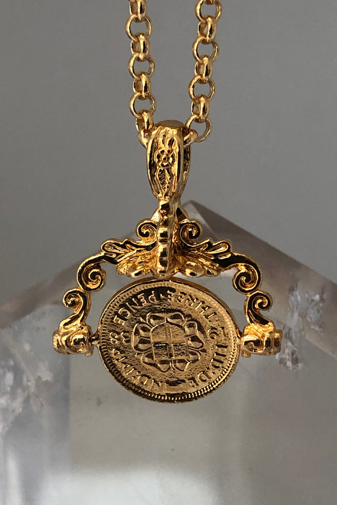 Victorian Spinner Coin Pendant Necklace