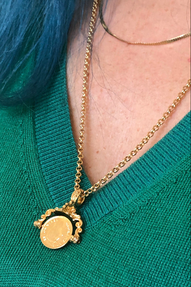 Victorian Spinner Coin Pendant Necklace