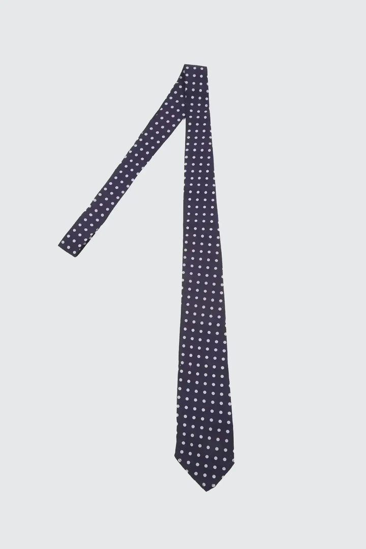 Tie - Navy Dot Print