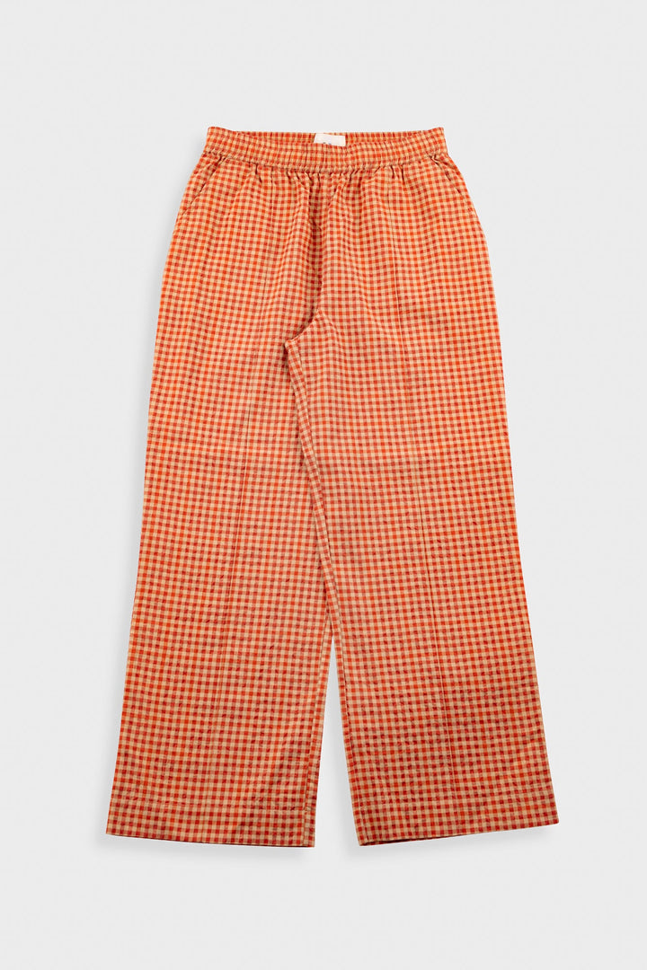 Wide Fit Trousers - Red Oxide Textured Check - Frontiers Woman