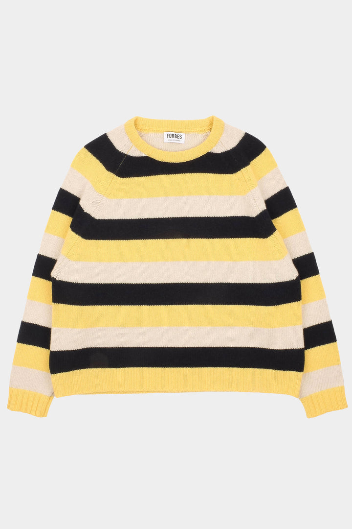 Striped Raglan Crew Knit - Butter/Yellow/Ecru